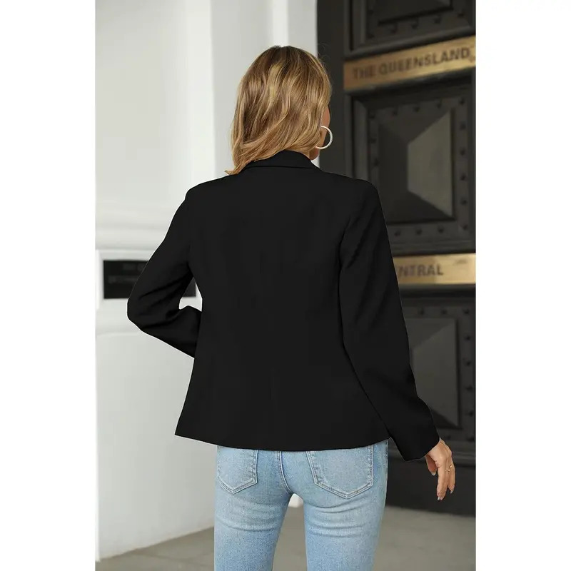 Women's Casual Blazer — Long-Sleeve, Lapel, Single-Breasted, Slim-Fit Business & Commute Jacket