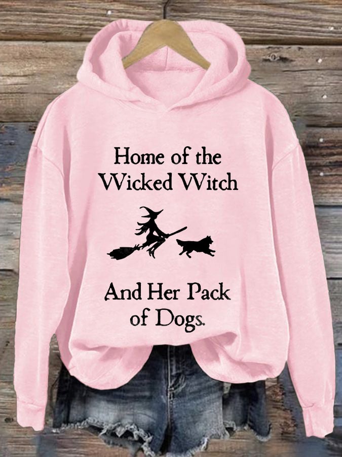 Retro Home Of The Wicked Witch And Her Pack Of Dogs Print Sweatshirt