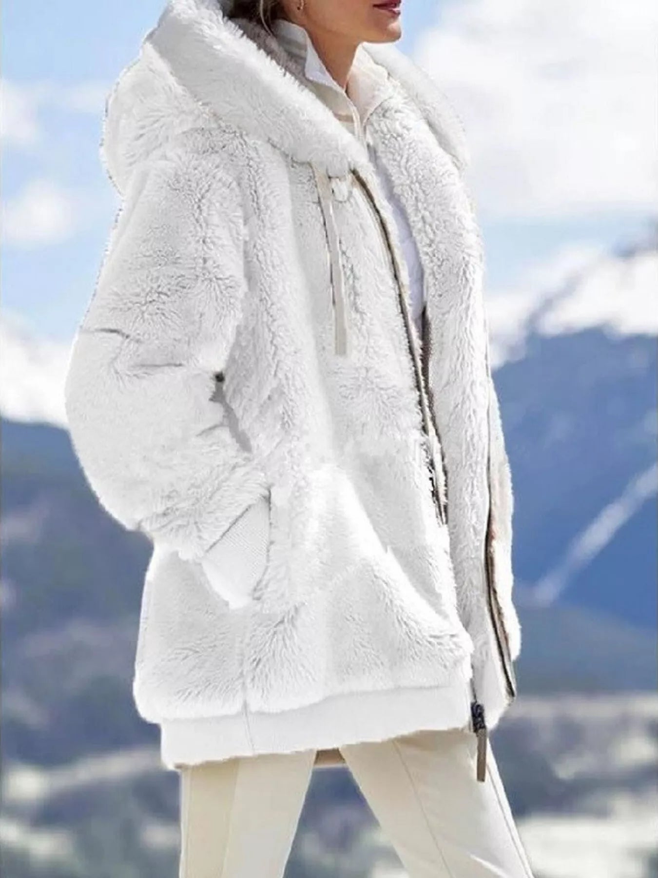 Full Size Cozy Fleece Zip-Up Hooded Jacket Plus Size