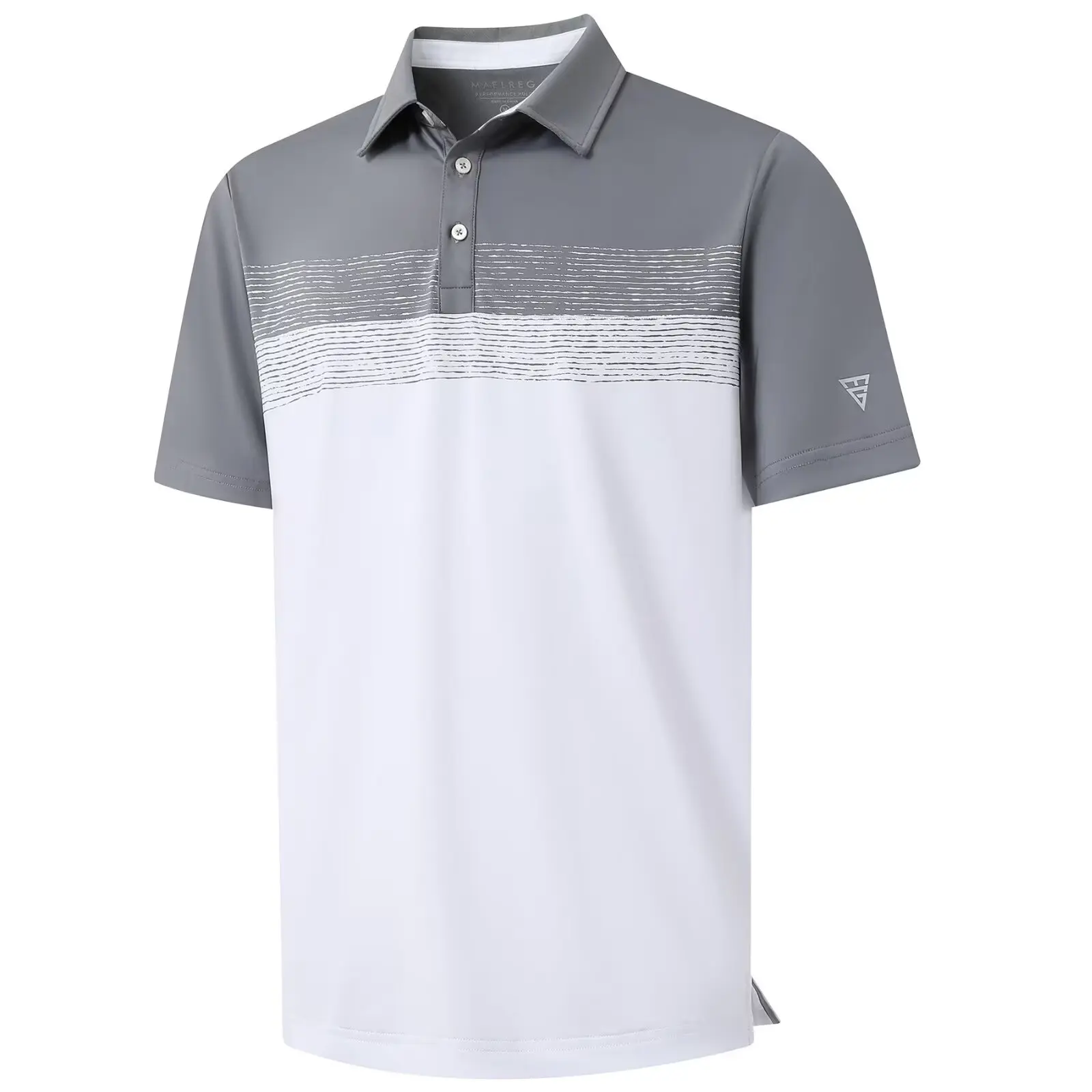 Polo Shirts for Men Dry Fit Performance Chest Print Color Block Moisture Wicking Casual Short Sleeve Golf Shirts