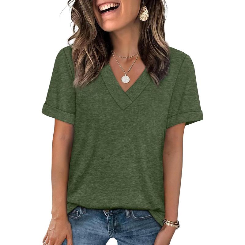 Women's Casual V-Neck Short Sleeve T-Shirt