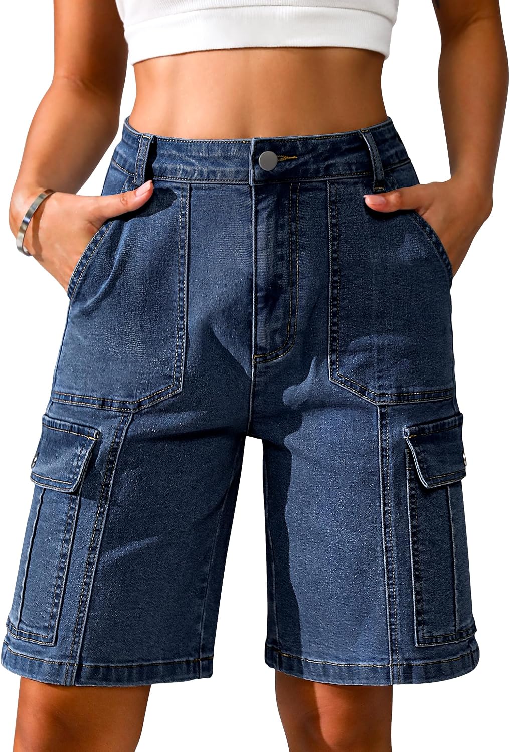 Eddoyee Women's Bermuda Cargo Shorts