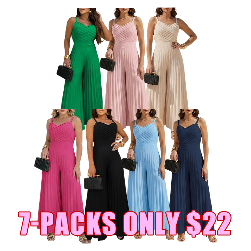 Flowy Pleated Wide-Leg Jumpsuit