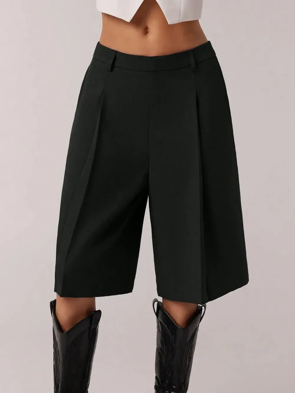 Women's Solid Color Simple Commuter Bermuda Shorts, All Seasons Business Casual Long Pants