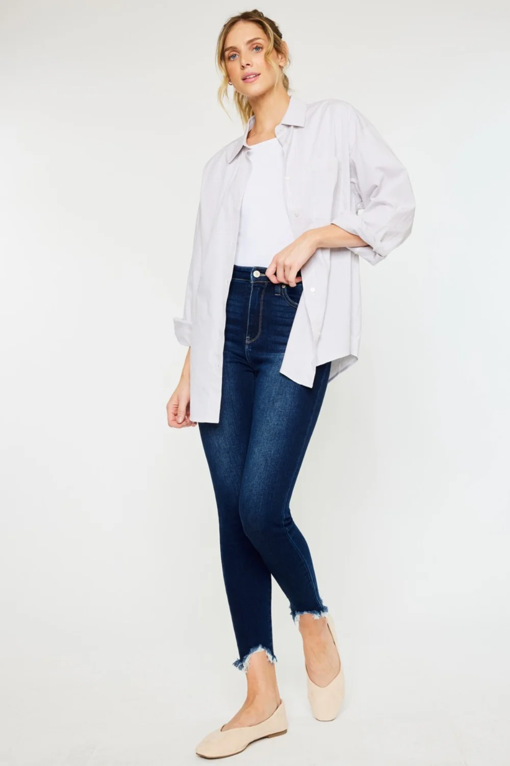 Full Size High Rise Frayed Ankle Skinny Jeans