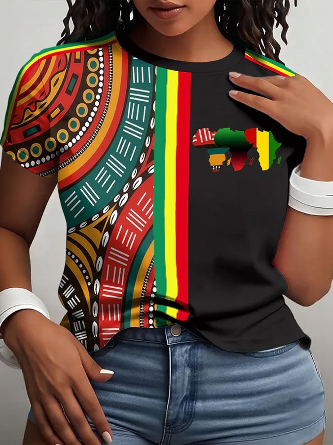 Women's Casual Black History Month Print T-Shirt