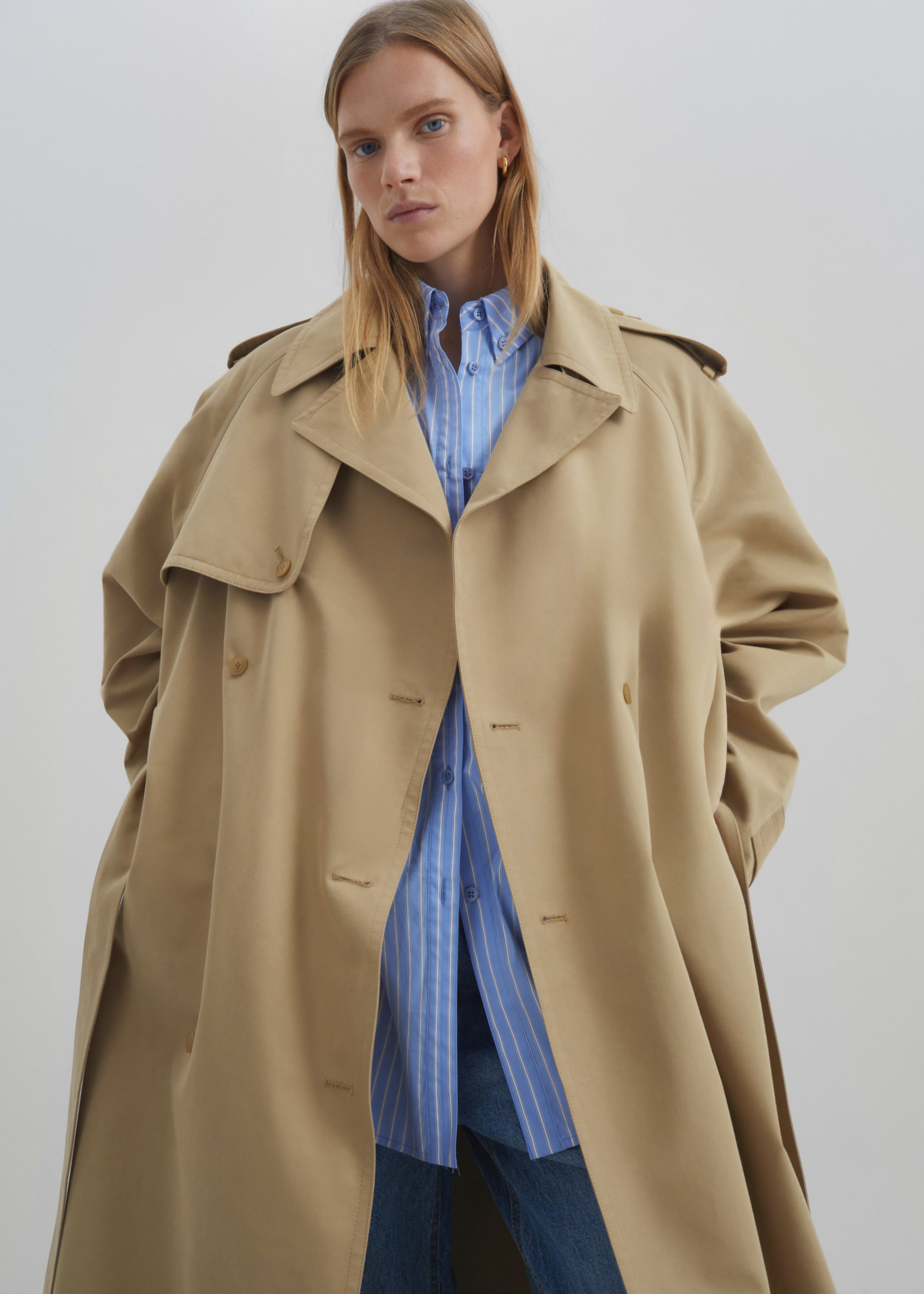 Riva Cotton Trench Coat - Camel