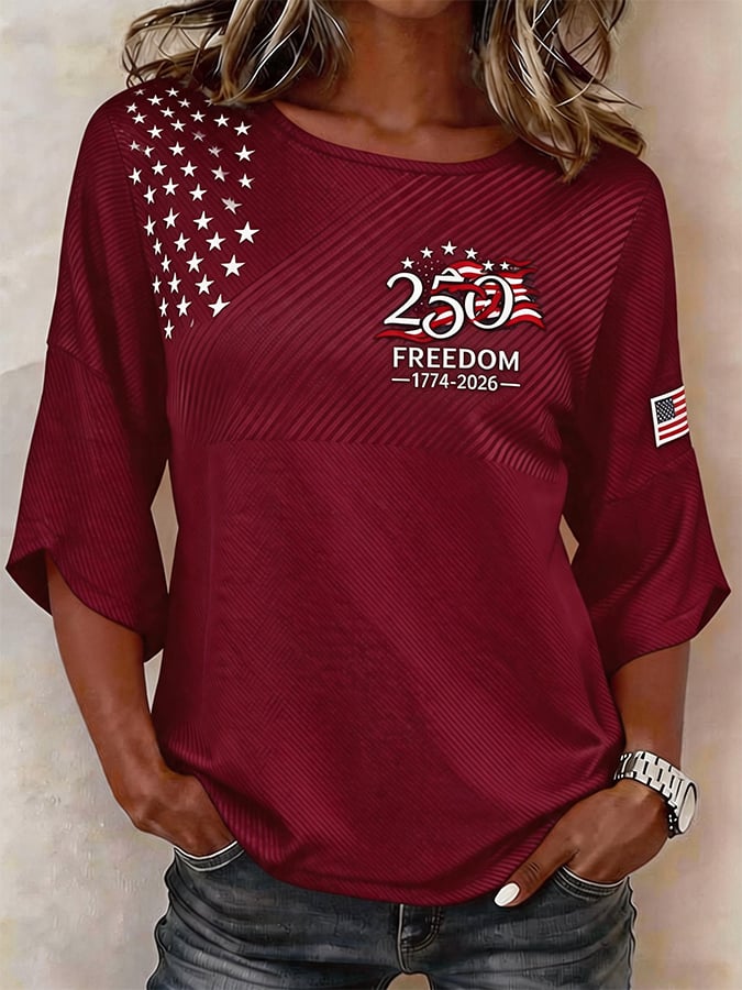 Women's Independence Day Print Loose Top