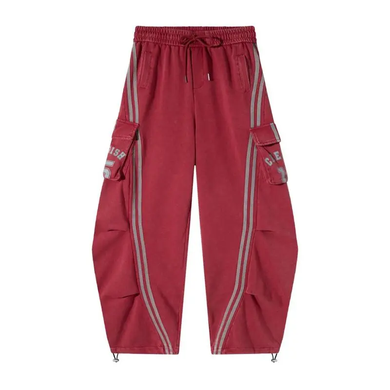 Women’s Loose Wide-Leg Cargo Pants with Elastic Waist & Drawstring