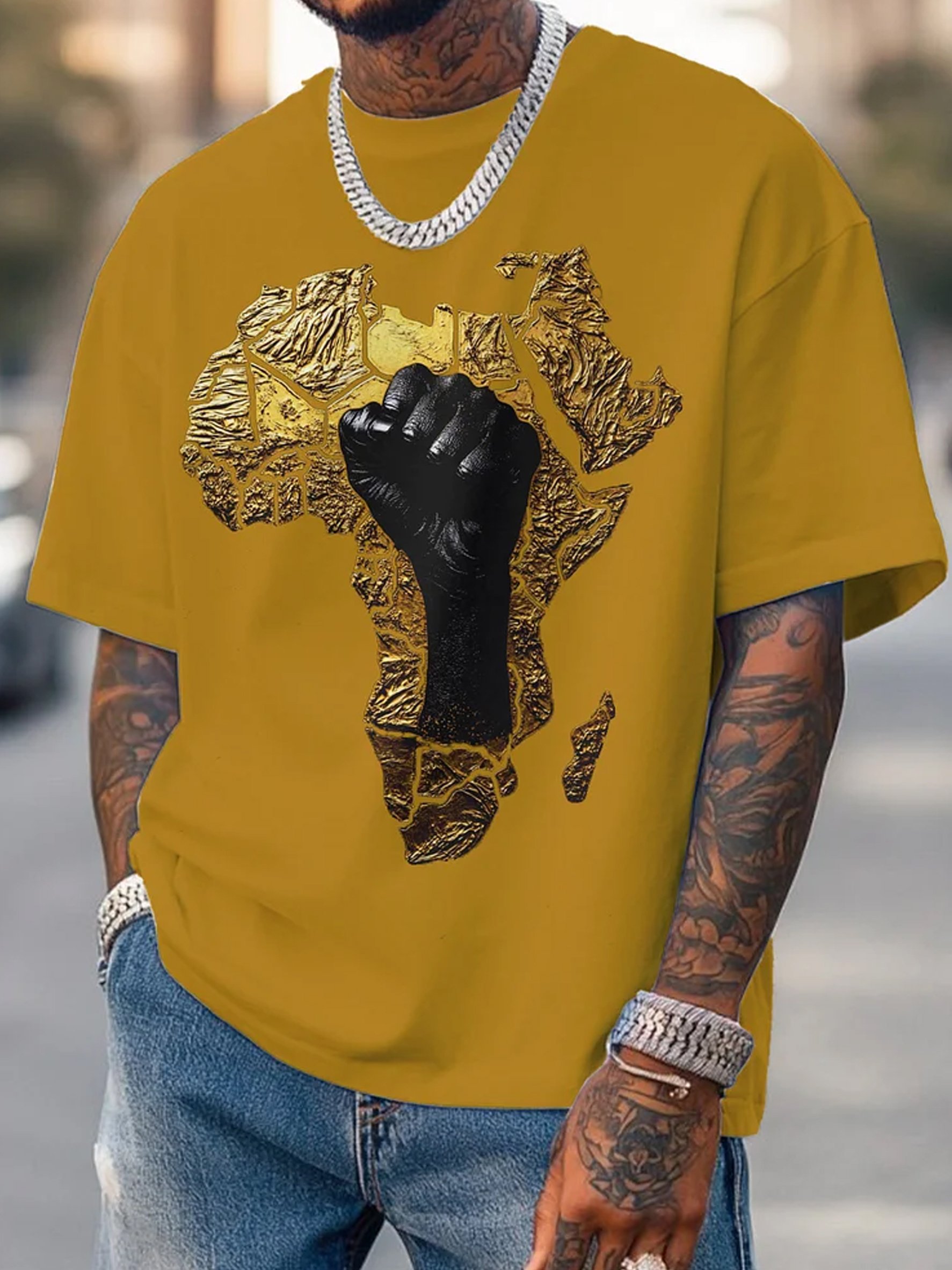 Men's Retro African Culture Print Casual Top