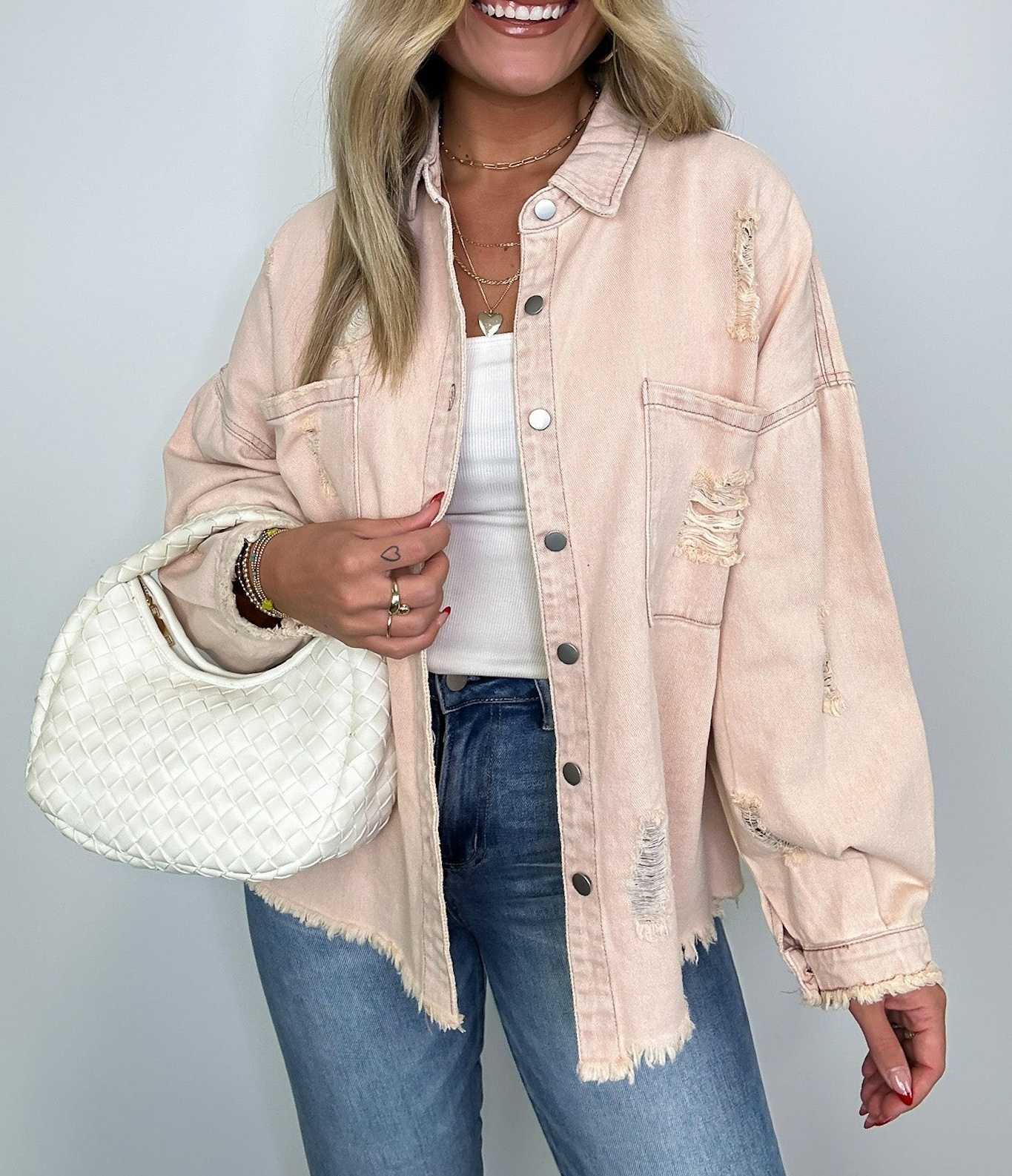 Oversized Distressed Denim Jacket