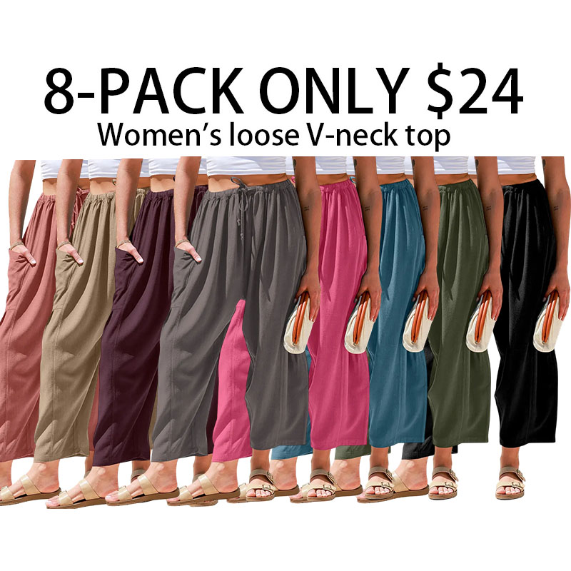 Womens Linen Blend Wide Leg Pants Oversize Casual Loose Fit Beach Palazzo