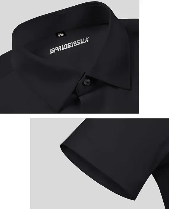 Alimens&Gentle Stretch Dress Shirts For Men Short Sleeve Slim Fit Casual Button Down Shirts Muscle Fit Men'S Dress Shirts