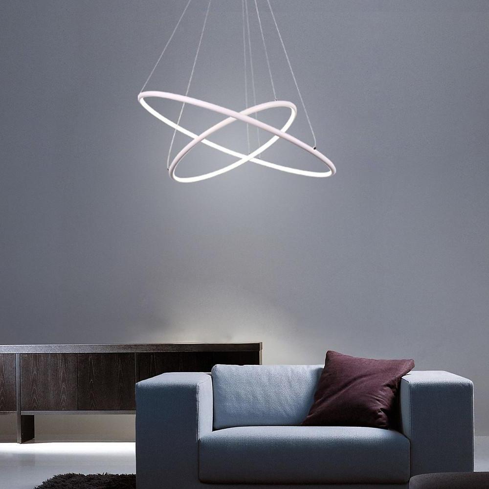 2 Ring Aluminum Minimalist Style Semi Flush Mount Chandelier LED Ceiling Light