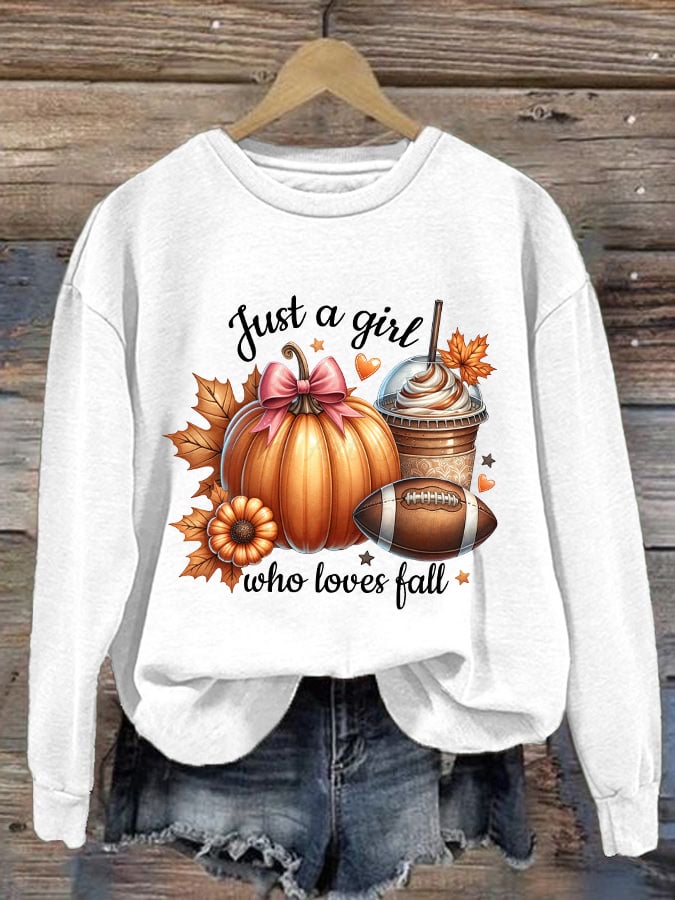 Women's Just A Girl Who Loves Fall Print Sweatshirt