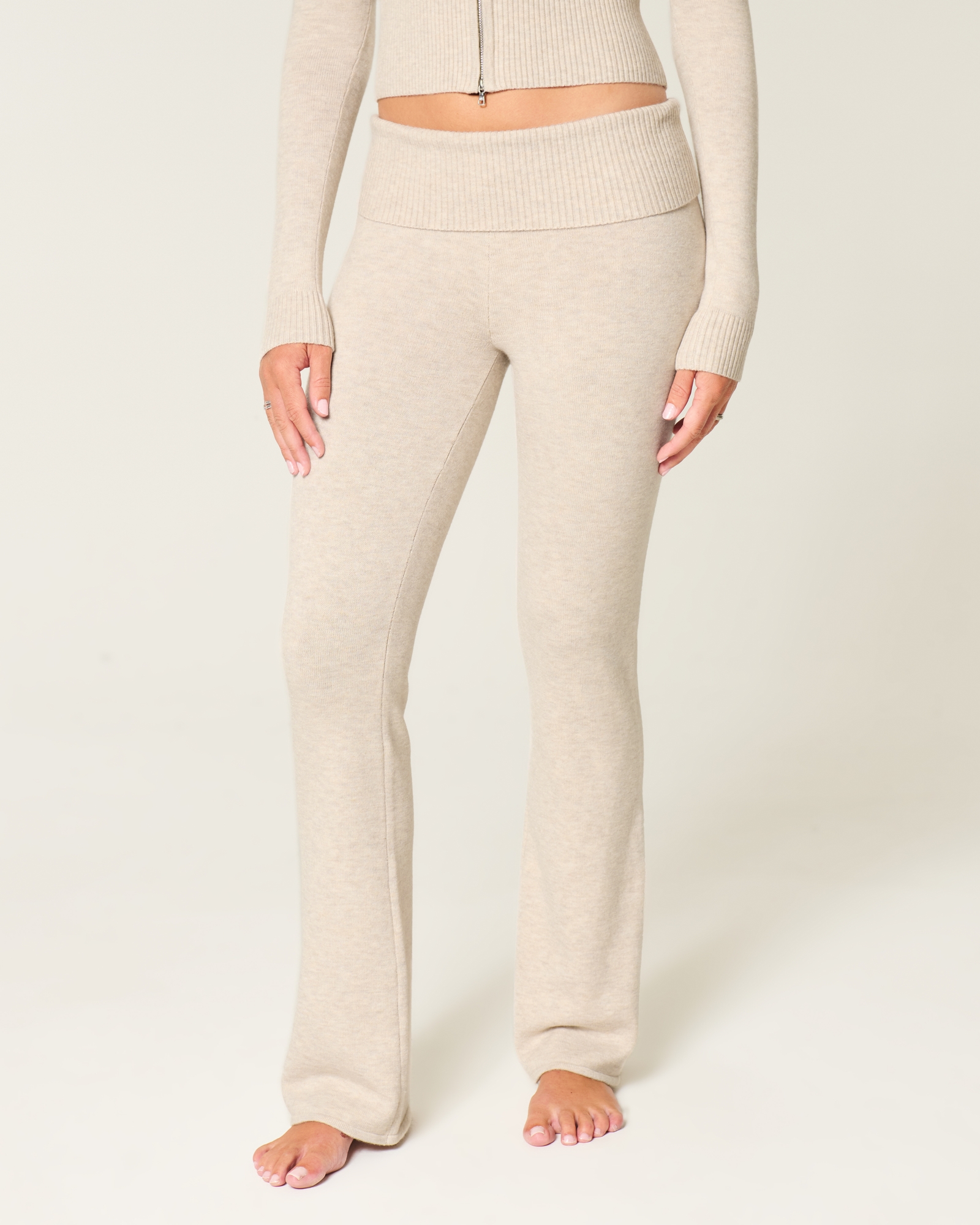 Gilly Hicks Sweater-Knit Foldover Waist Boot Pants