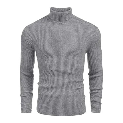 Autumn Men's Knitted Ribbed Turtleneck Slim Fit Basic Sweater