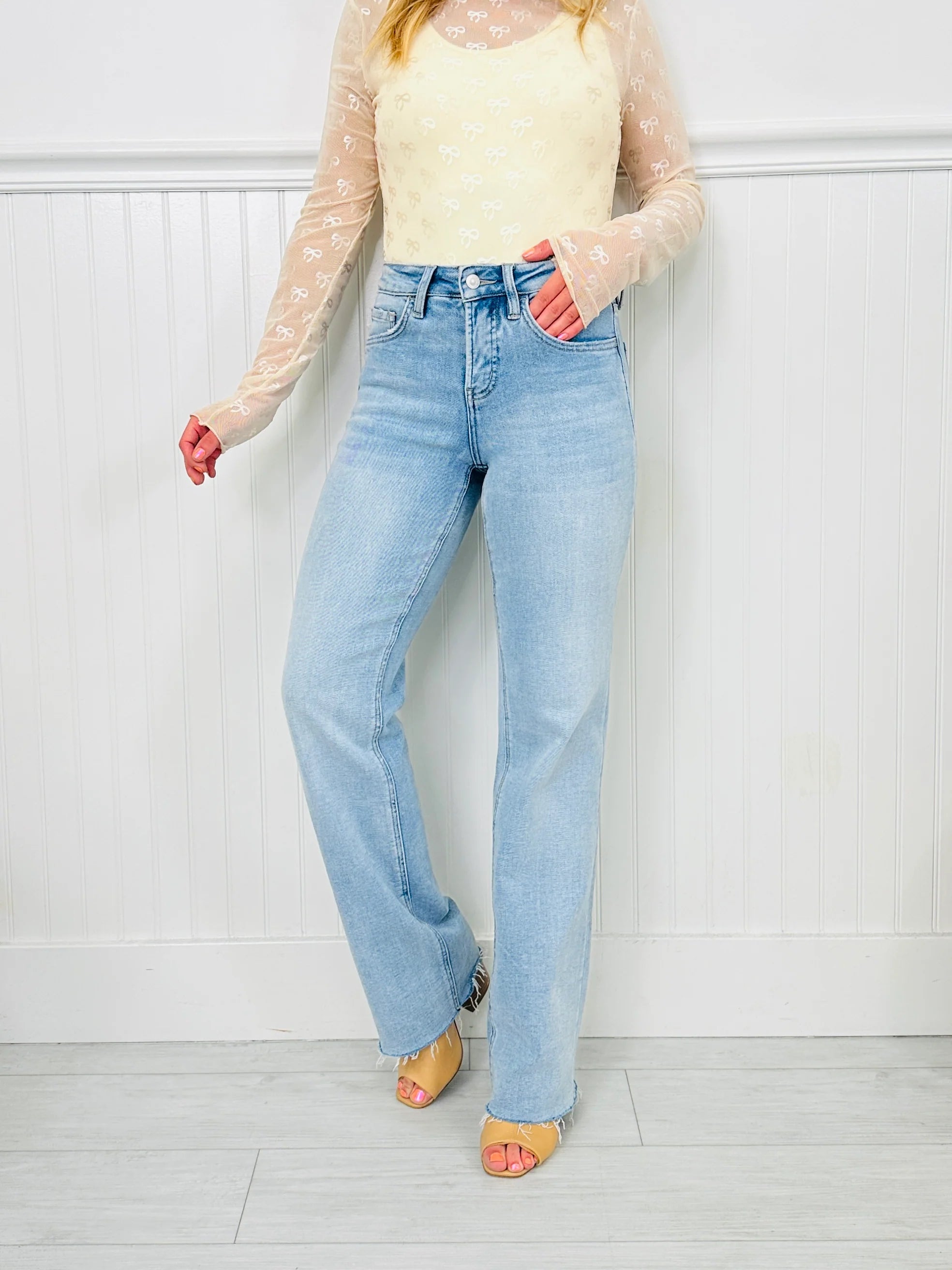 Feeling Brand New Slim Wide Leg Tummy Control Jeans