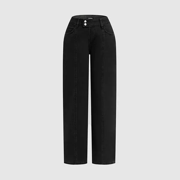 Mid Rise Straight Leg Butt Hugging Pants Women's Stretchy Fabric Multicolor Flattering