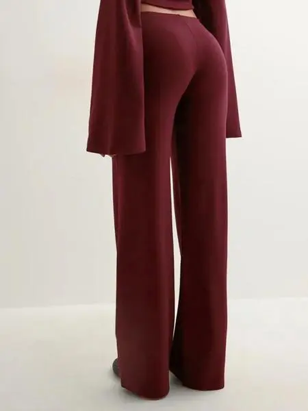 Women's Fall Round Neck Flare Top & Elastic-Waist Pants Set