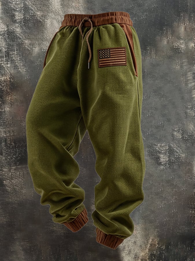Men's Retro Outdoor Color Block Patriot Sports Pants