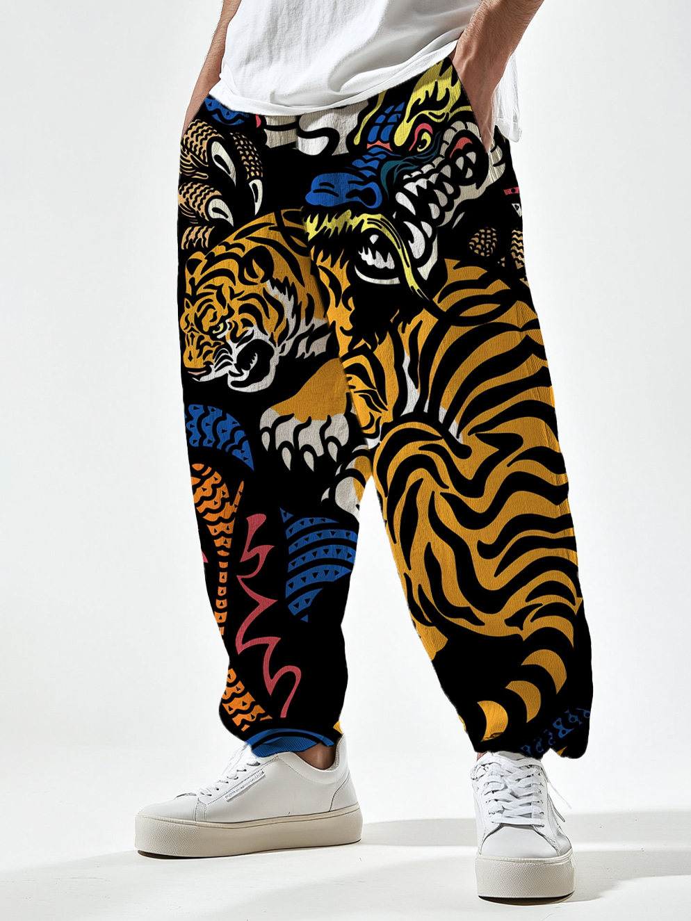 Men's Enter The Dragon Art Printed Casual Pants
