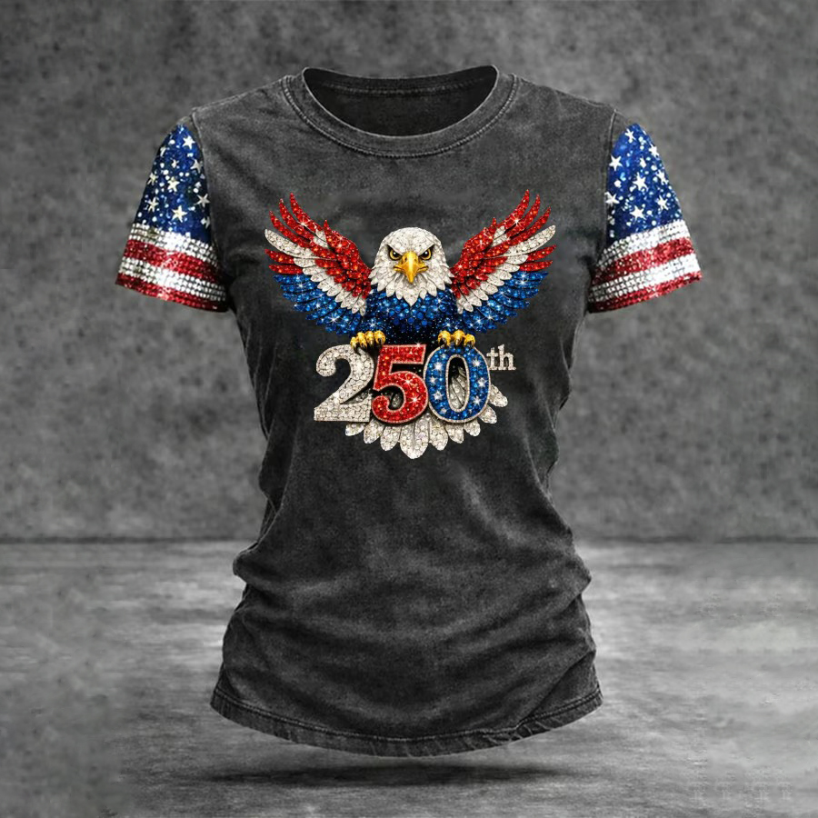 Women's American 250th Anniversary Commemorative Print Casual T-Shirt