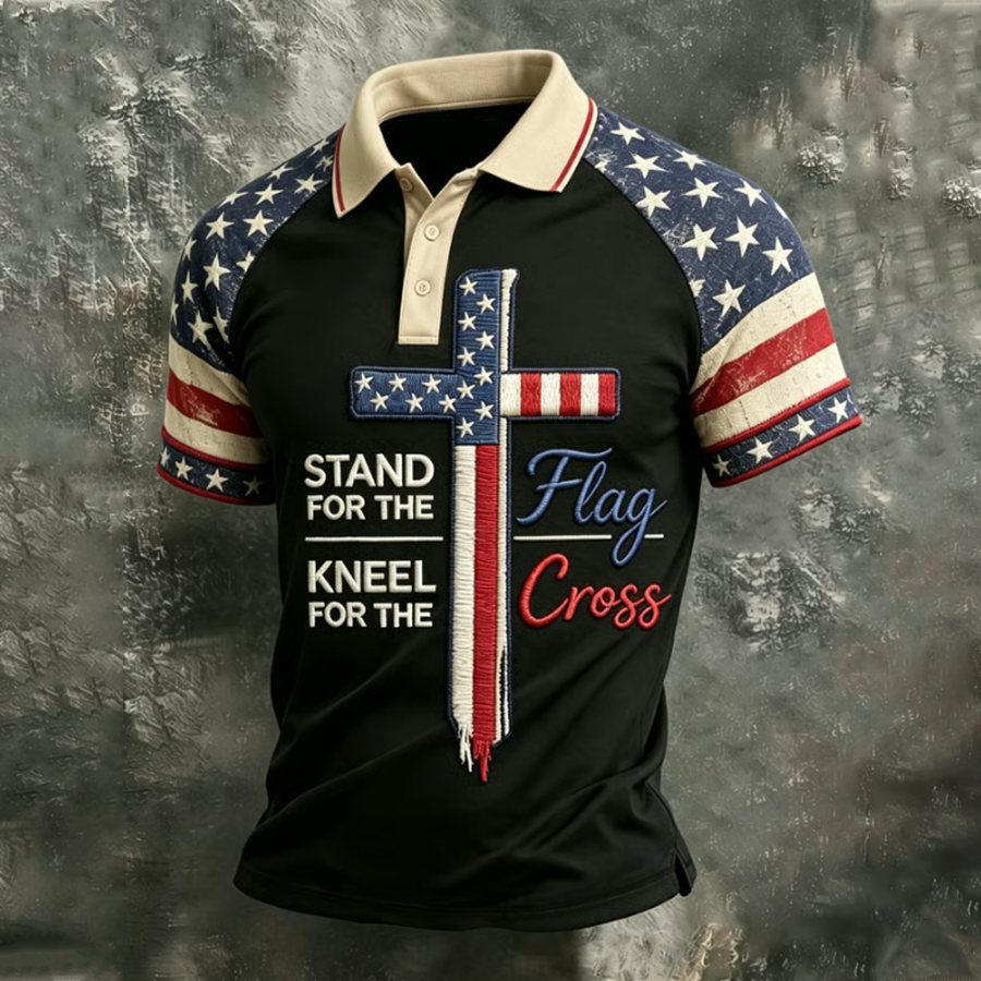 Men'S Flag Printed Casual Raglan Shirt