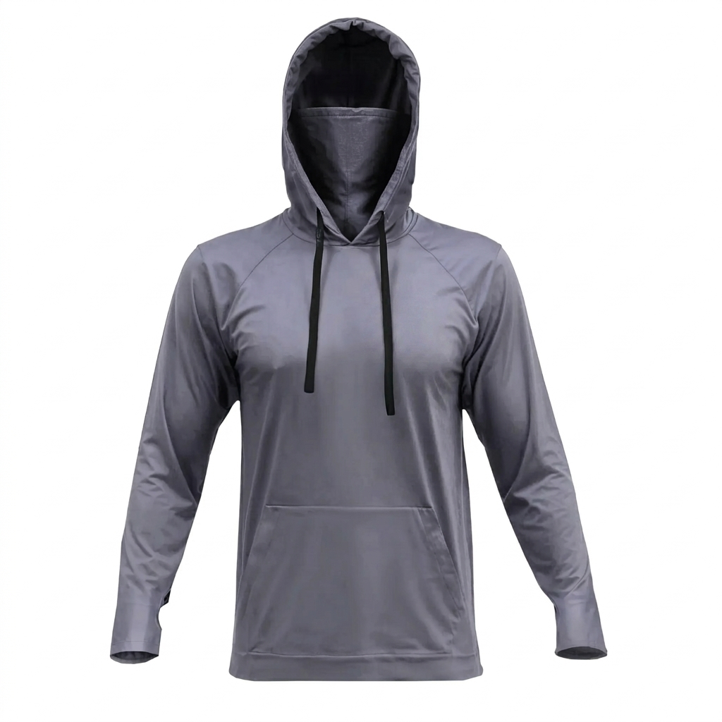 🔥Men's UPF 50 Hooded Long Sleeve Outdoor Shirt with Gaiter Lightweight Moisture Wicking Fishing & Construction Work Wear
