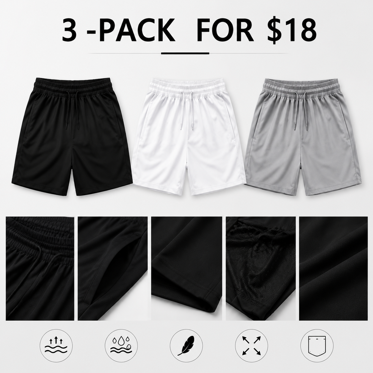 Everyday Comfort Athletic Drawstring Shorts for Men