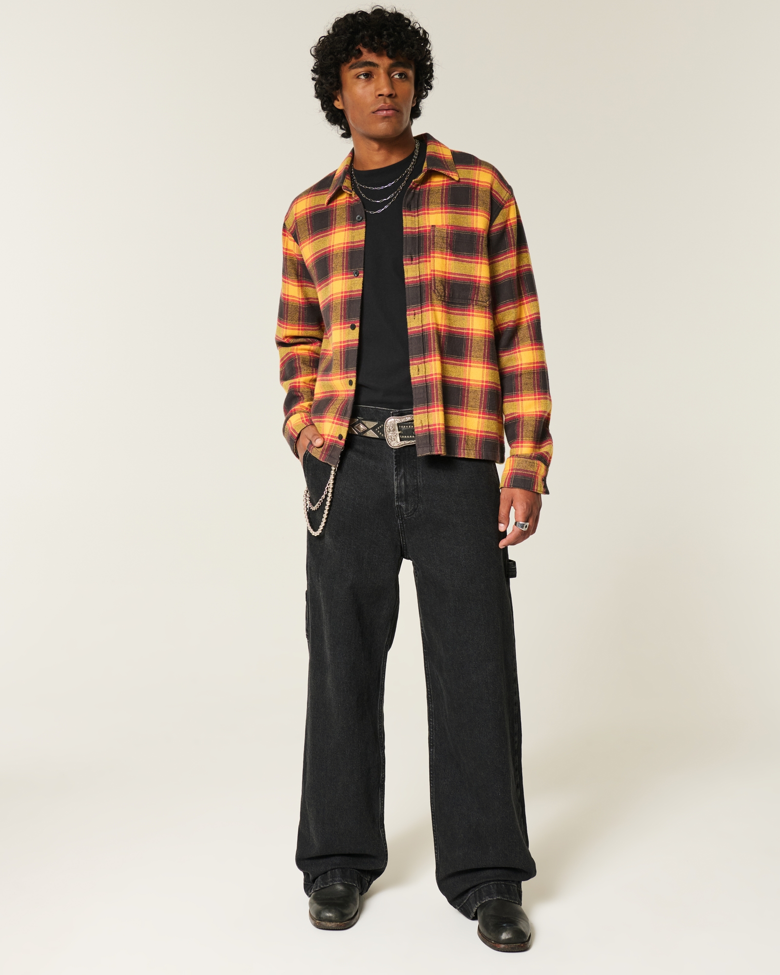 Dark Wash Logo Embroidery Super Baggy Jeans