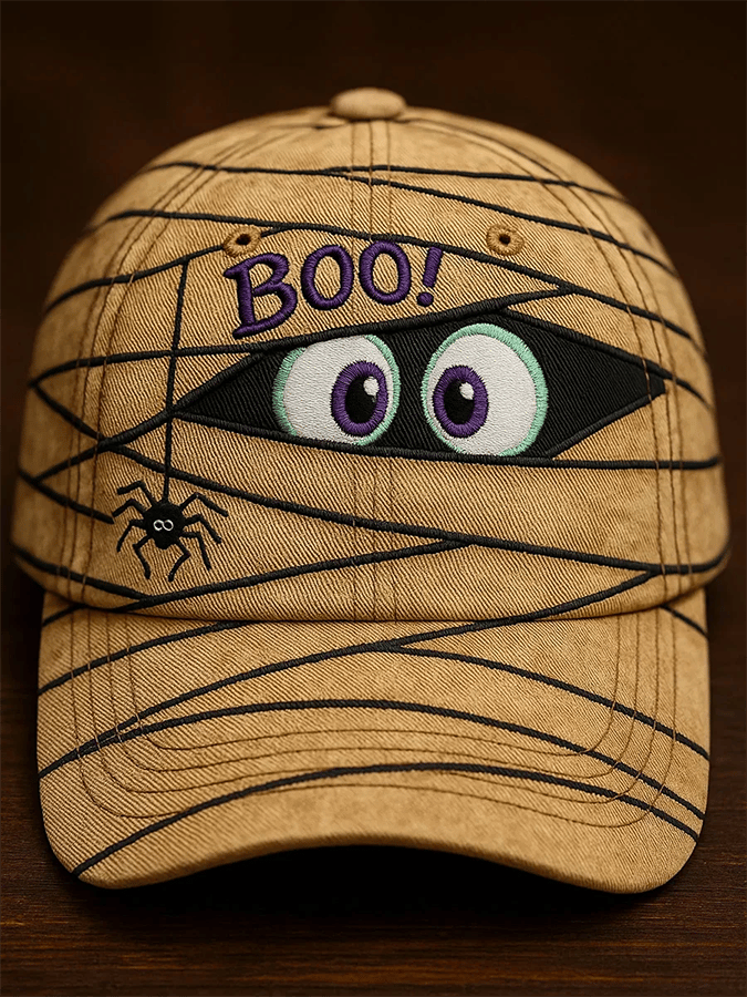 Vintage Halloween Boo! Mummy Print Hat