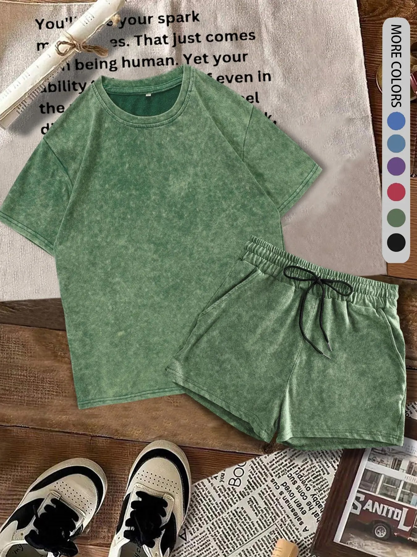 Women’s Denim-Effect Print Matching Set