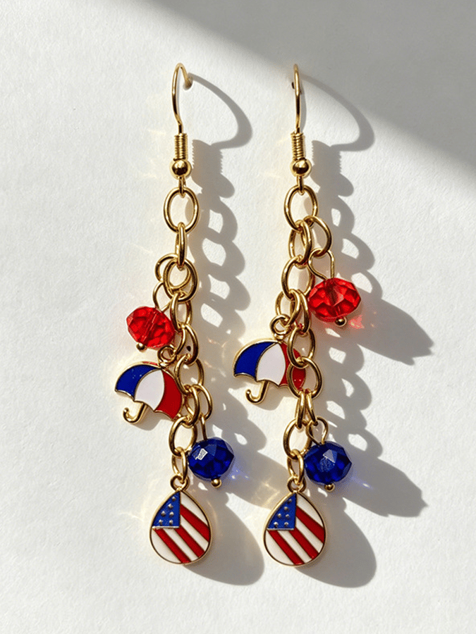 U.S. 250th Anniversary Retro Red, White, And Blue Cross Earrings