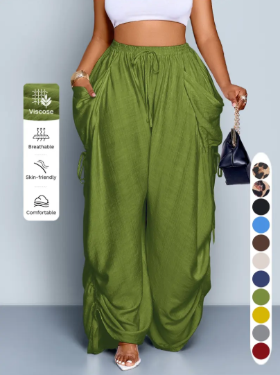 Stay cool this summer: Women's casual, loose-fitting wide-leg trousers made from woven fabric
