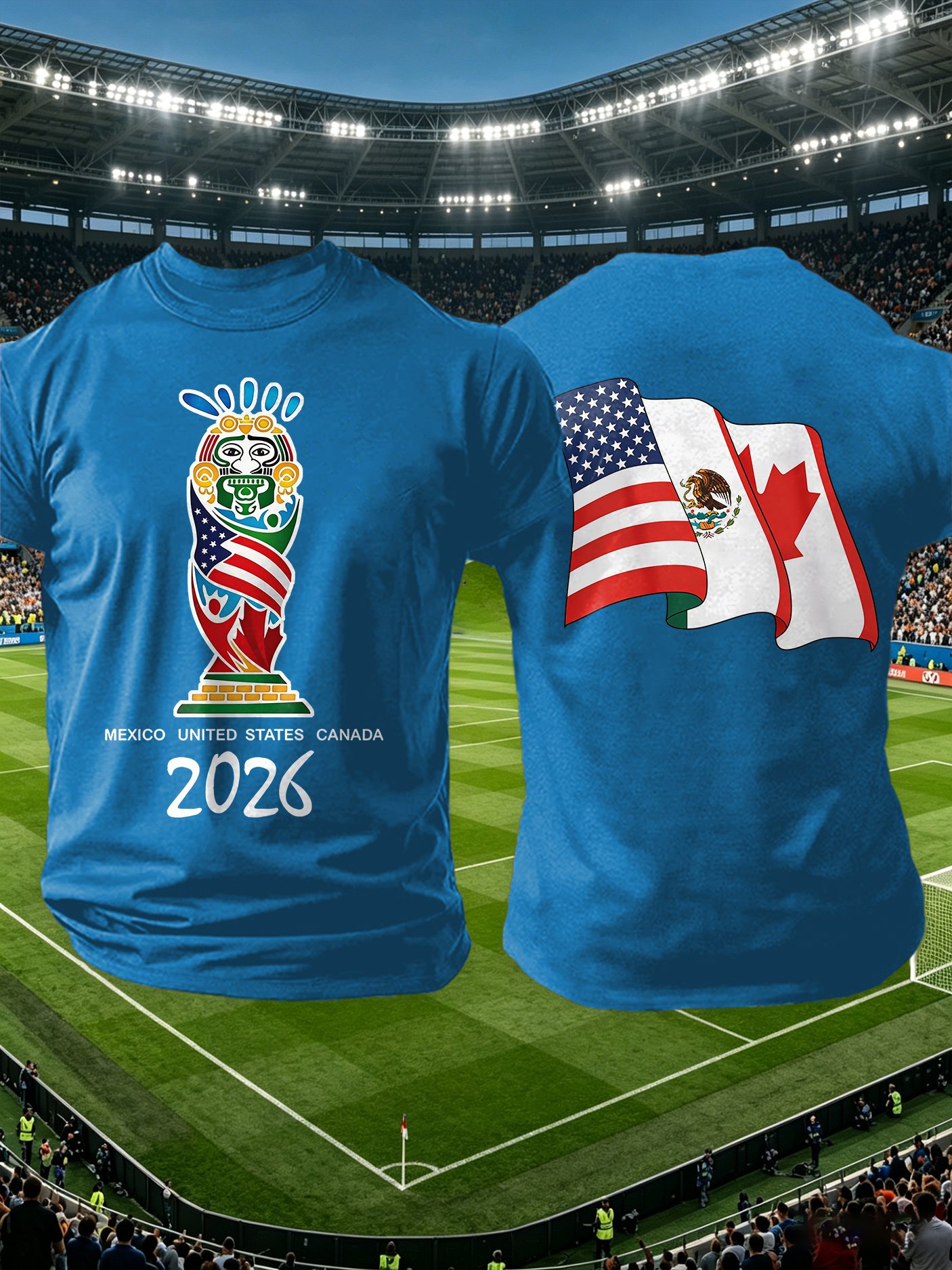 Men's Retro  2026 Soccer Mexico United States Canada Print T-Shirt