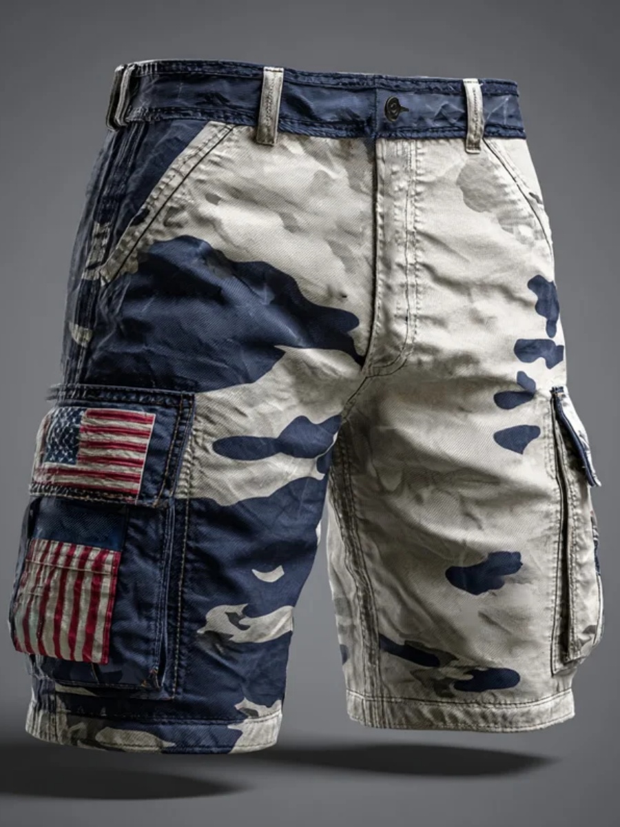 Retro American 250th Anniversary Camouflage Print Men's Shorts