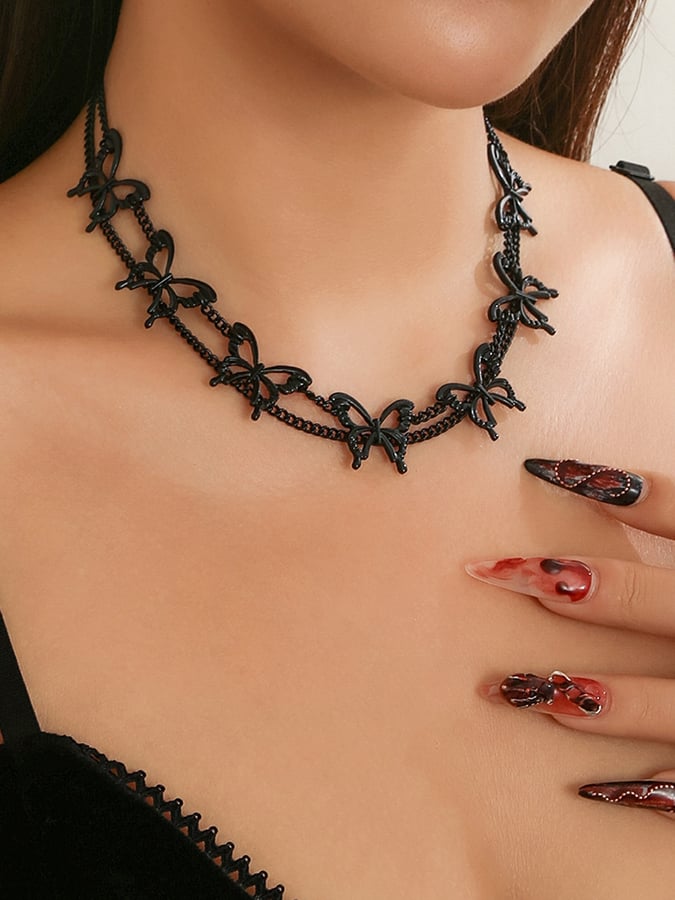 Halloween Gothic Dark Butterfly Chain Choker