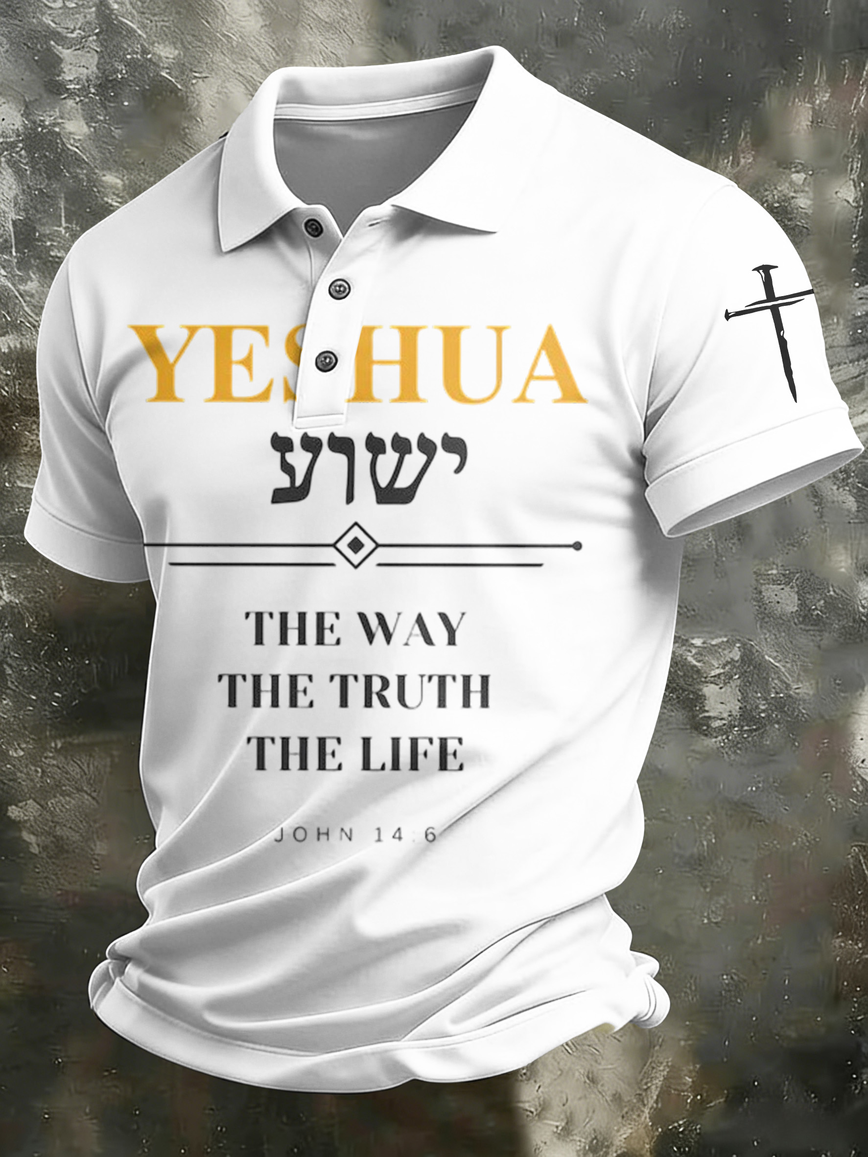 Men'S Casual Faith Jesus Collar Button Polo Shirt