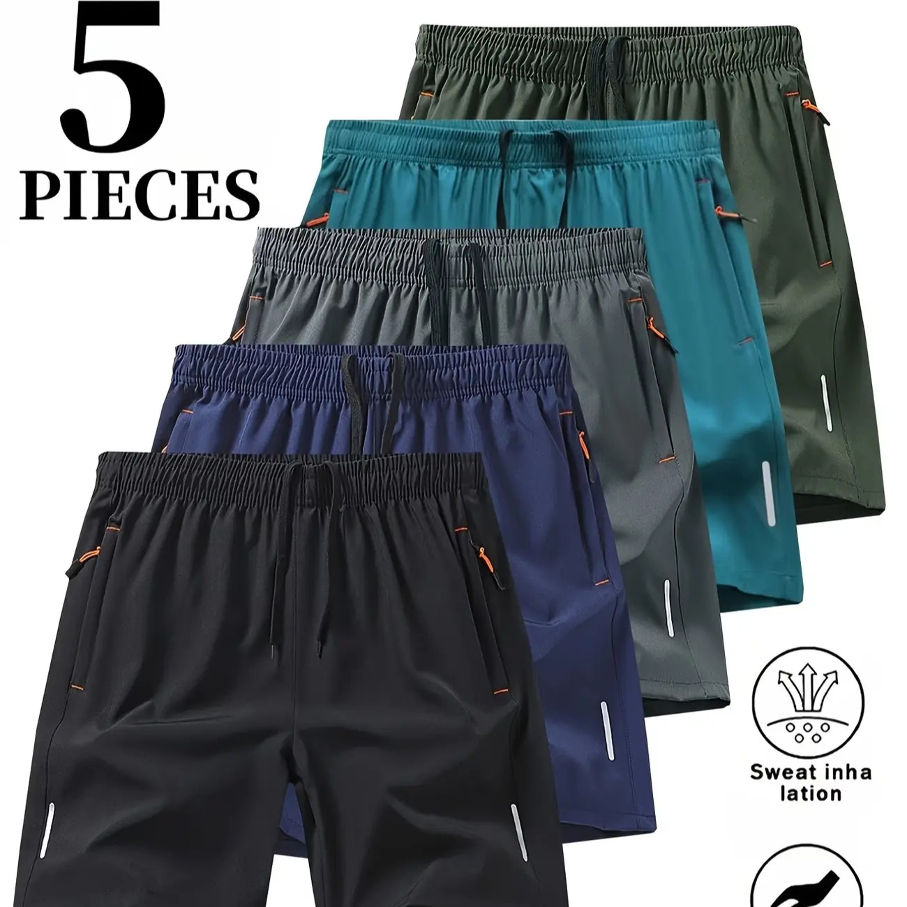 Men's 5-Pack Dry-Fit Gym Shorts Comfortable & Breathable