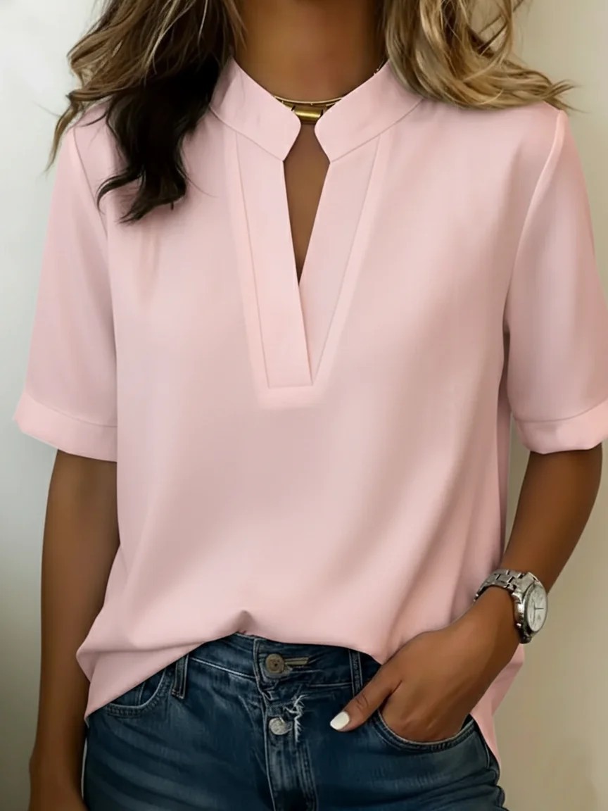 Elegant V-Neck Detail Shirt
