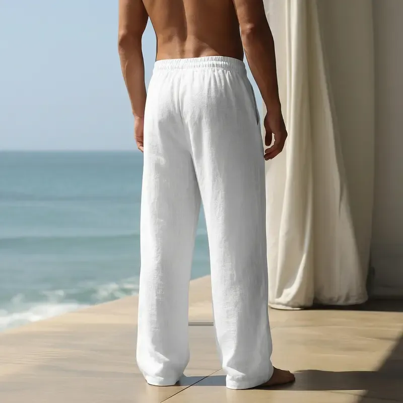 🔥8-pack $24 - Men's linen casual straight leg trousers