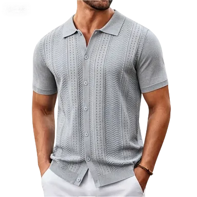 Mens Knit Button Down Shirt