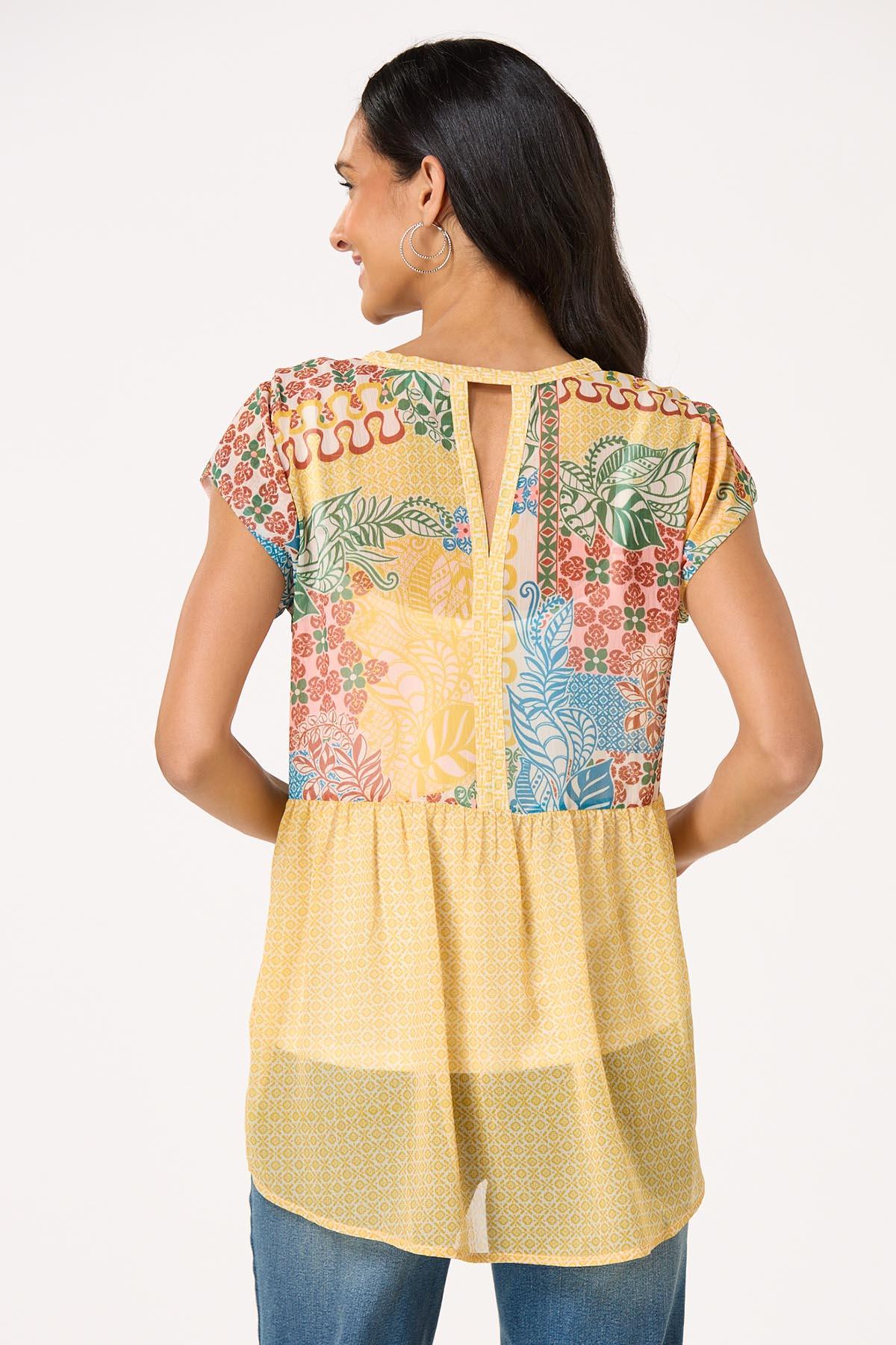 Gold Geo Floral Top
