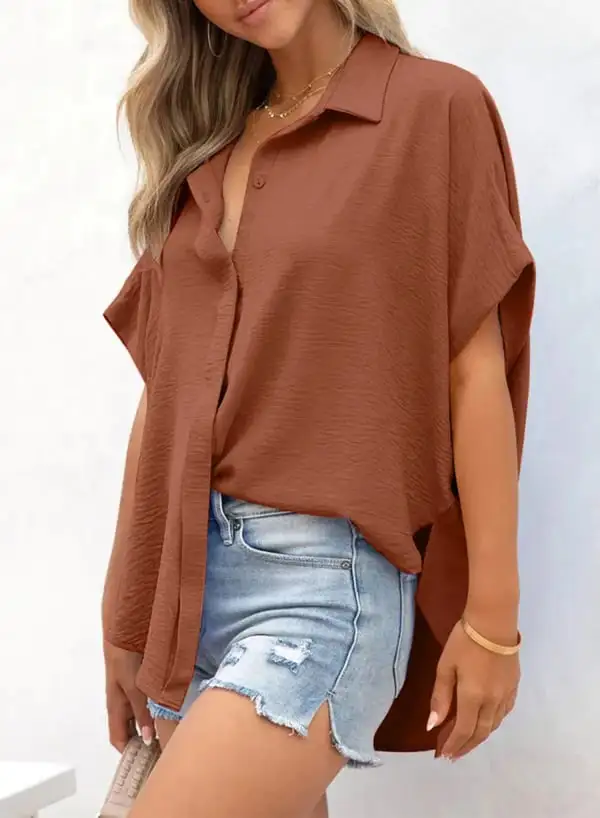 Women's Casual Button Short Sleeve (Less than $3 each!)