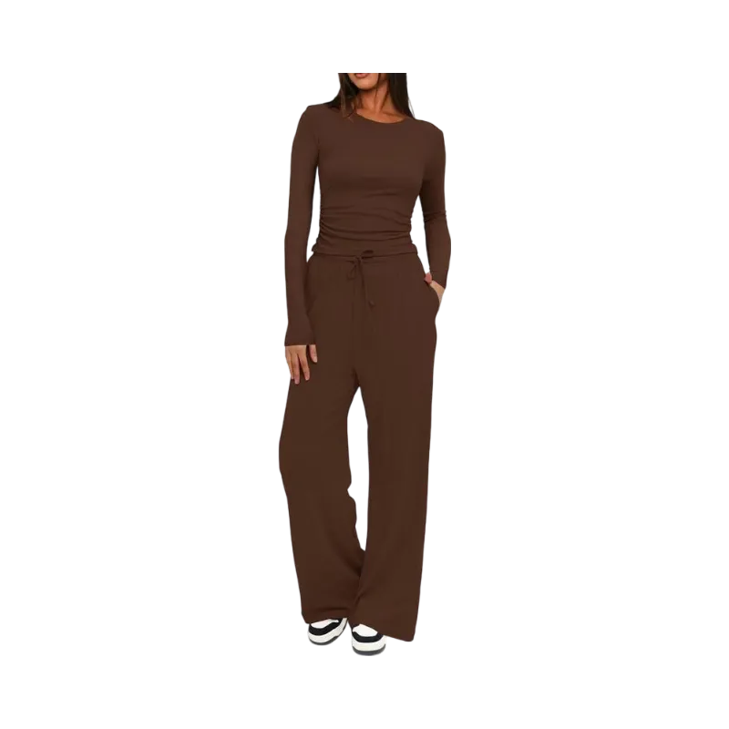 Women's Solid Ruched Drawstring Loungewear Set