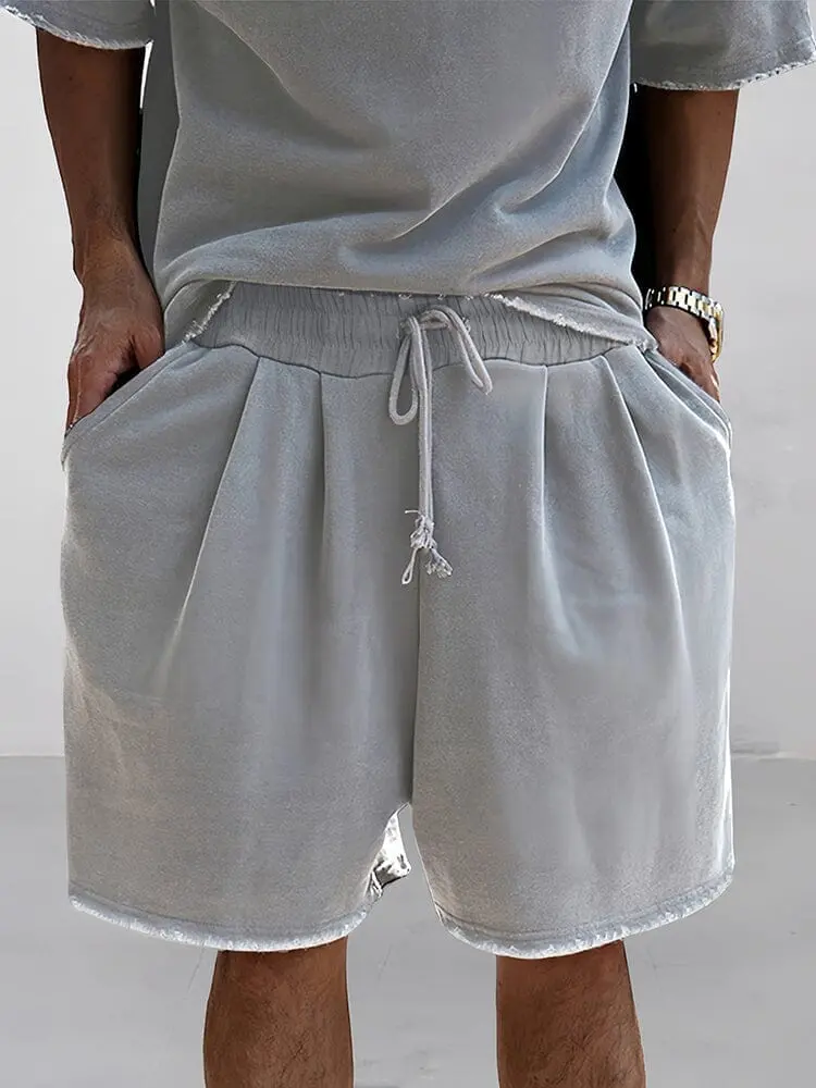 Casual Loose Fit Solid Sports Sets Sweat Suit Textured Sweatsuit