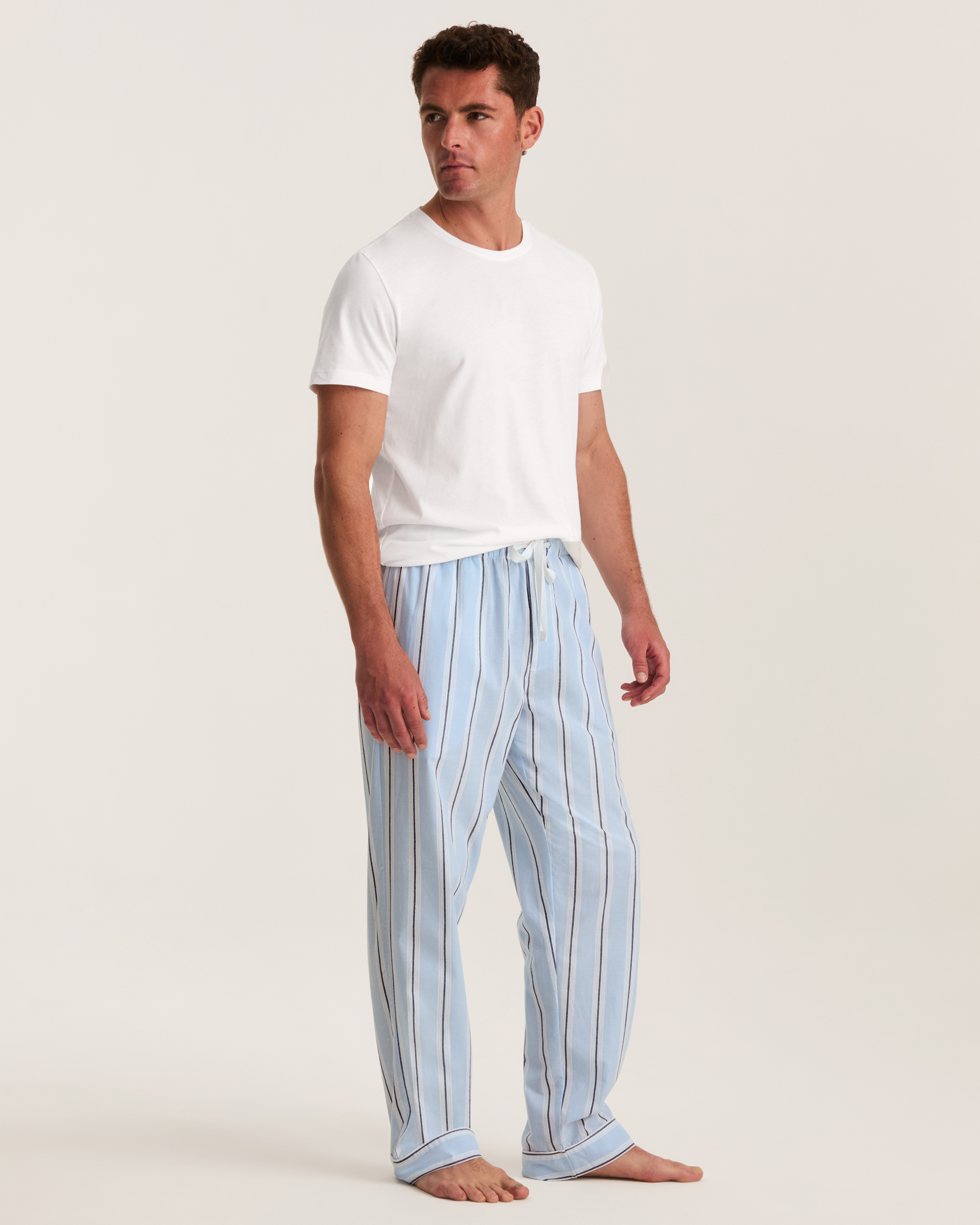 Men's Twill Pajama Pants in Coastal Stripe