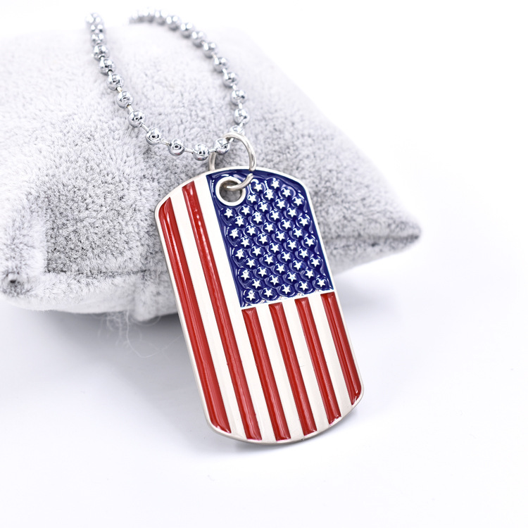 Men's American Flag Independence Day Military Brand Necklace