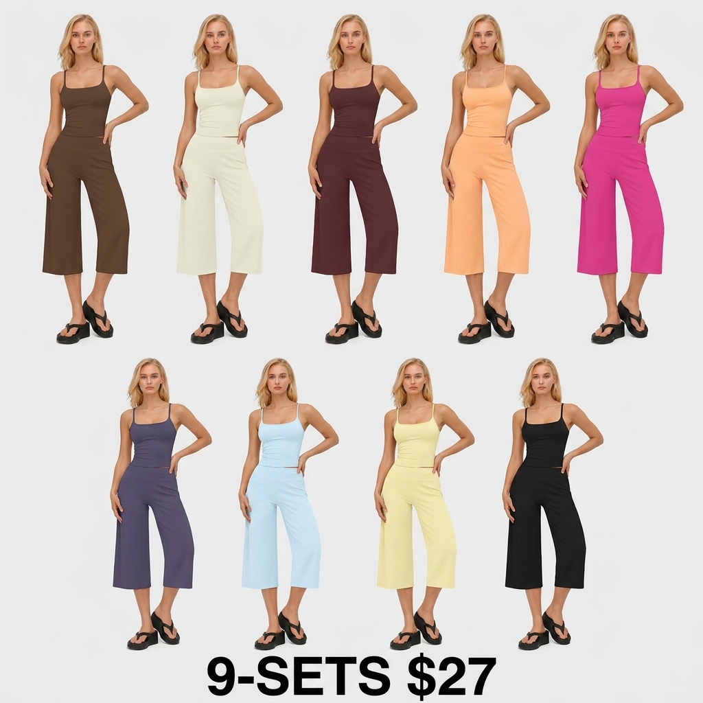 Women's 2-Piece Athleisure Workout Set – Slimming Camisole Tank & High Waisted Quick-Dry Shorts